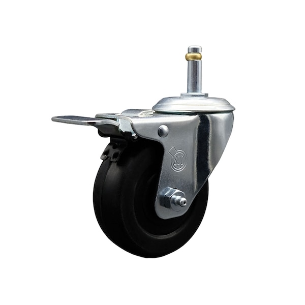 4'' Soft Rubber Wheel Swivel 7/16'' Stem Caster with Total Lock Brake